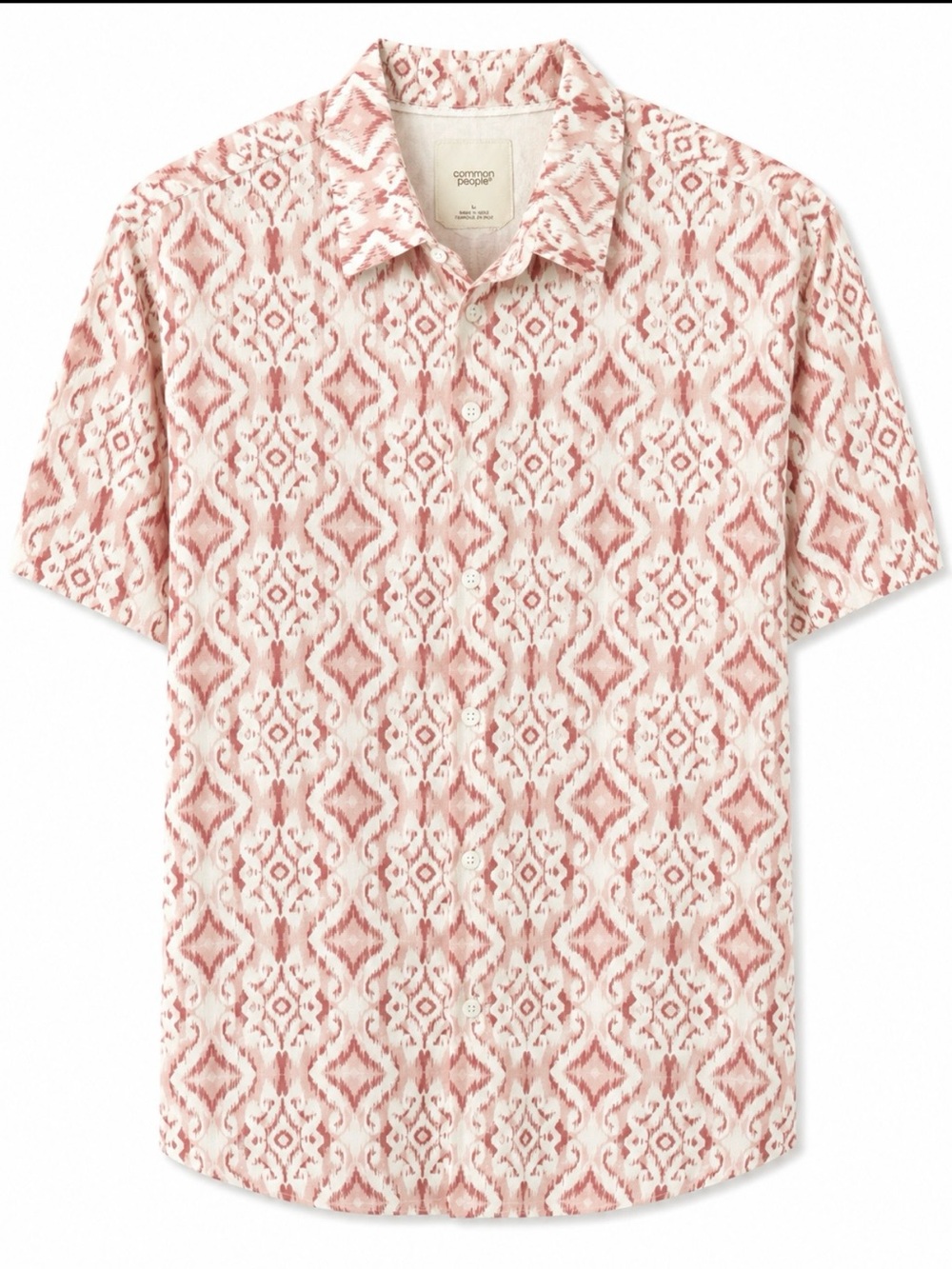 Common People Men's Short-Sleeve Button-Down Shirt - Coral Ikat Print